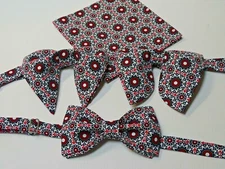 Mens Bow Tie Handkerchief 70's Style Oversized Vintage Style Black/Red/White