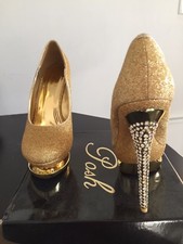 Heels Gold Glitter Prom Wedding Shoes platform