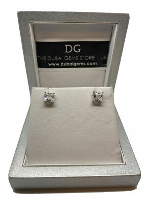 Ohrstecker Weißgold Finish Princess Cut Created Diamant 5 mm Dubai Amira
