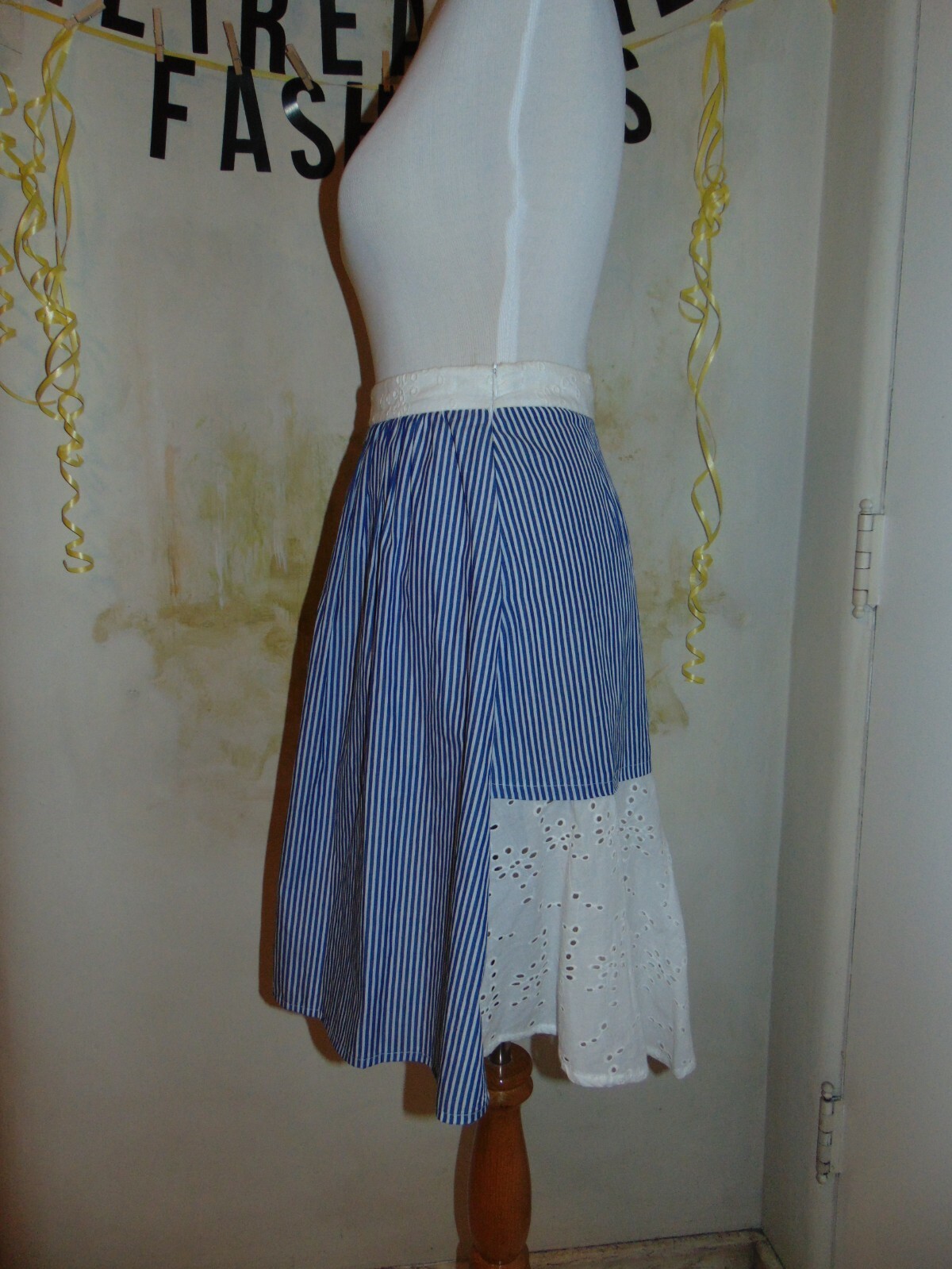 ZARA Basic Blue White Striped Patch Styled Asymme… - image 4