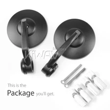 KiWAV Motorcycle Bar End Mirrors Bob Black for 7/8" Hollow Handlebar ε