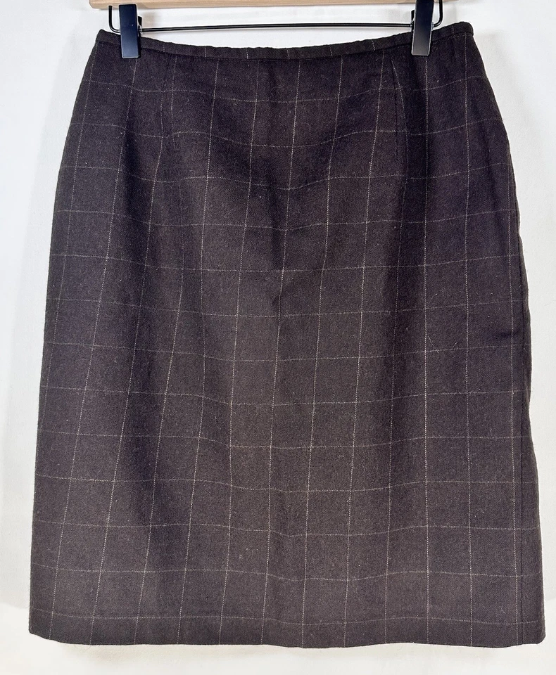 Falda Lápiz Lauren Ralph Lauren Marrón Ventana Panel Talla I P Lana Peorrada Carrera