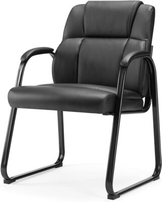 Heavy Duty PU Leather Office Guest Chair with Metal Frame for Home Reception