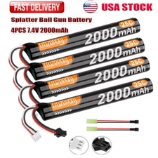 4PCS 7.4V 2000mAh 25C Lithium-ion Airsoft Battery Pack Splatter Ball RC Battery
