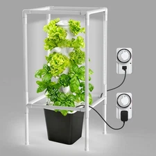 Hydroponic Growing System Tower with Grow Lights 30 Pods Vertical 6 Tiers Pump