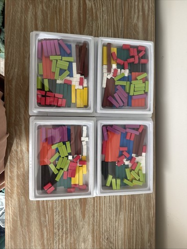 4 Complete Sets of 74 Each Multicolor Solid Wood Cuisenaire Rods