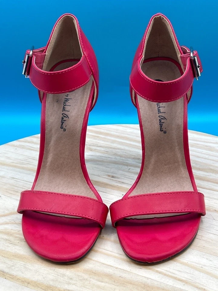 M By Michael Antonio Stilettos Heels Women's Sz 6.5 Red Ankle Strap Open Toe - Image 2 of 4