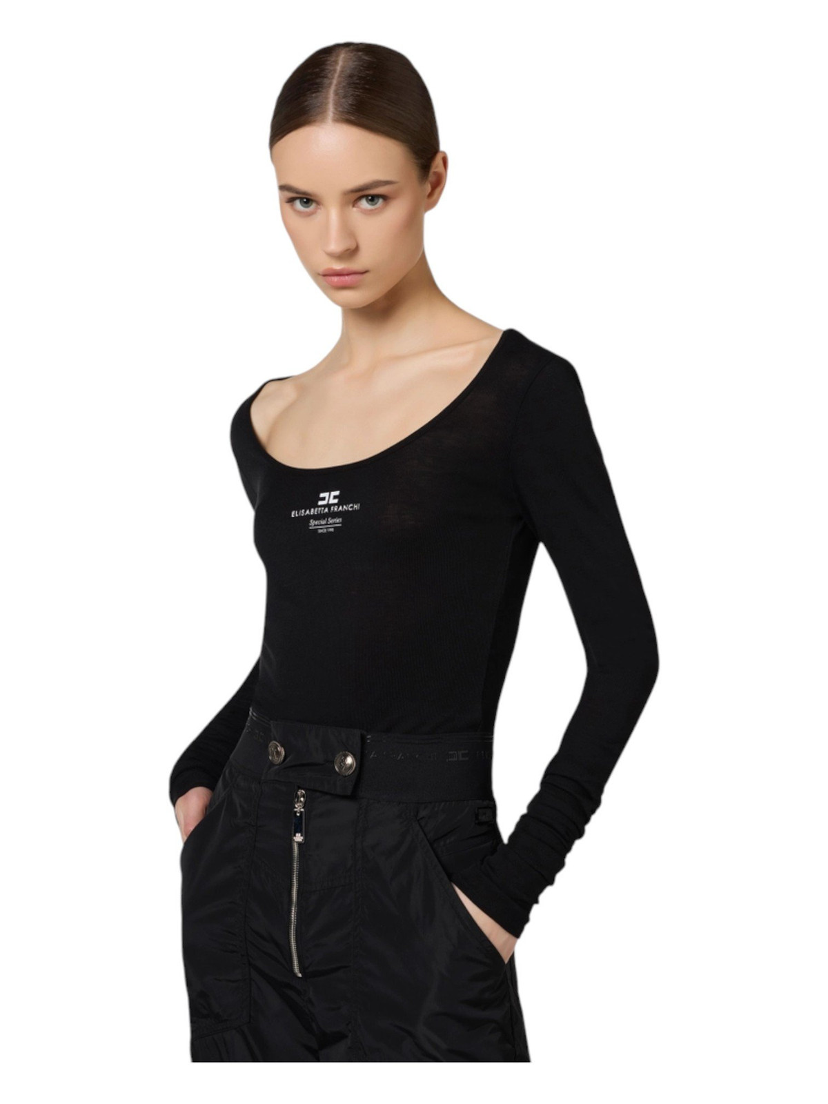 Футболка manica lunga da Donna Elisabetta Franchi Taglia 42-44 Цвет неро