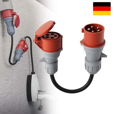 Starkstrom Adapter 32A Stecker auf 16A Kupplung 50 cm Kabellänge IP44 CEE DHL