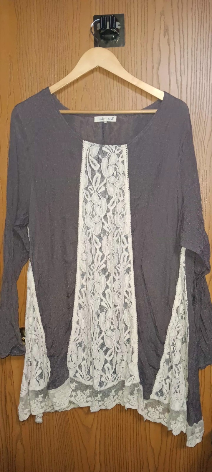 Indigo Soul Tunic Womens Long Sleeve Size 3XL Lace Gray Whimsy Goth Dark Fairy