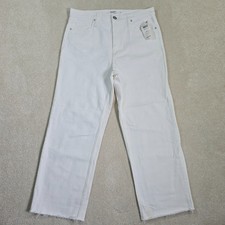 Hudson Los Angeles Women's Size 29 White Denim Jeans Remi High Rise Raw Hem