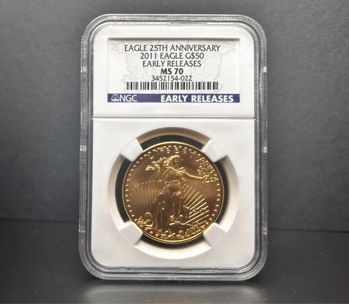 2011 $50 American Gold Eagle 25th Anniversary Issue 1 oz gold NGC MS70 Early Rls