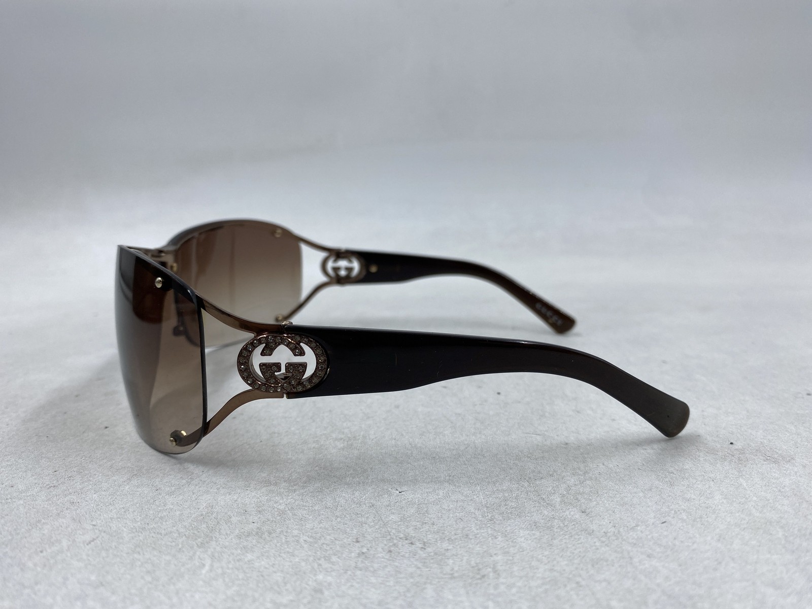Gucci Brown Gradient Rimless Shield Sunglasses - image 4