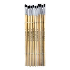  Flat Tip Easel Paint Brushes with Natural Handles and 0.25 Inch Long Handle