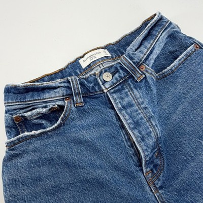 Abercrombie & Fitch The Dad High Rise Jeans Blue Medium Wash Sz 25 0R Straight