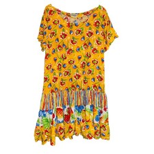 Vintage Adonna Tiered Patchwork Floral Dress Women's Large Art to Wear Lagenlook