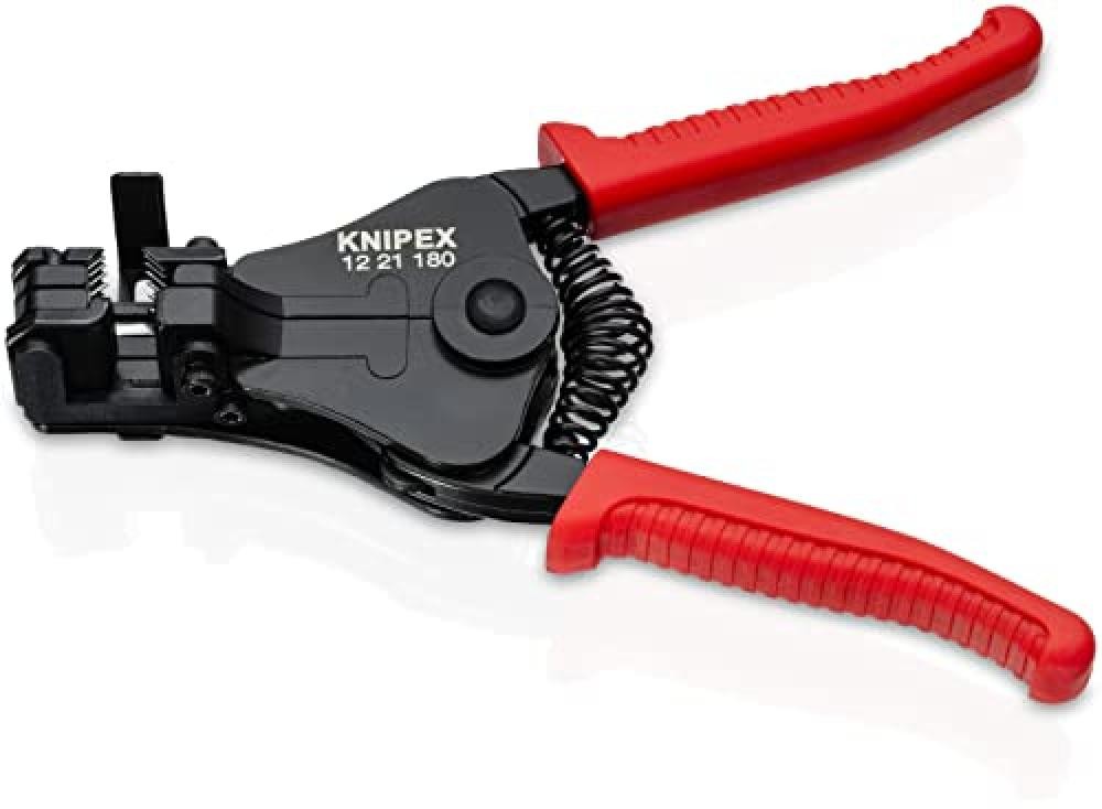 (TG. 180 mm) Knipex Pinza Spelacavi con Lame Sagomate Verniciata Nera, Rivestiti