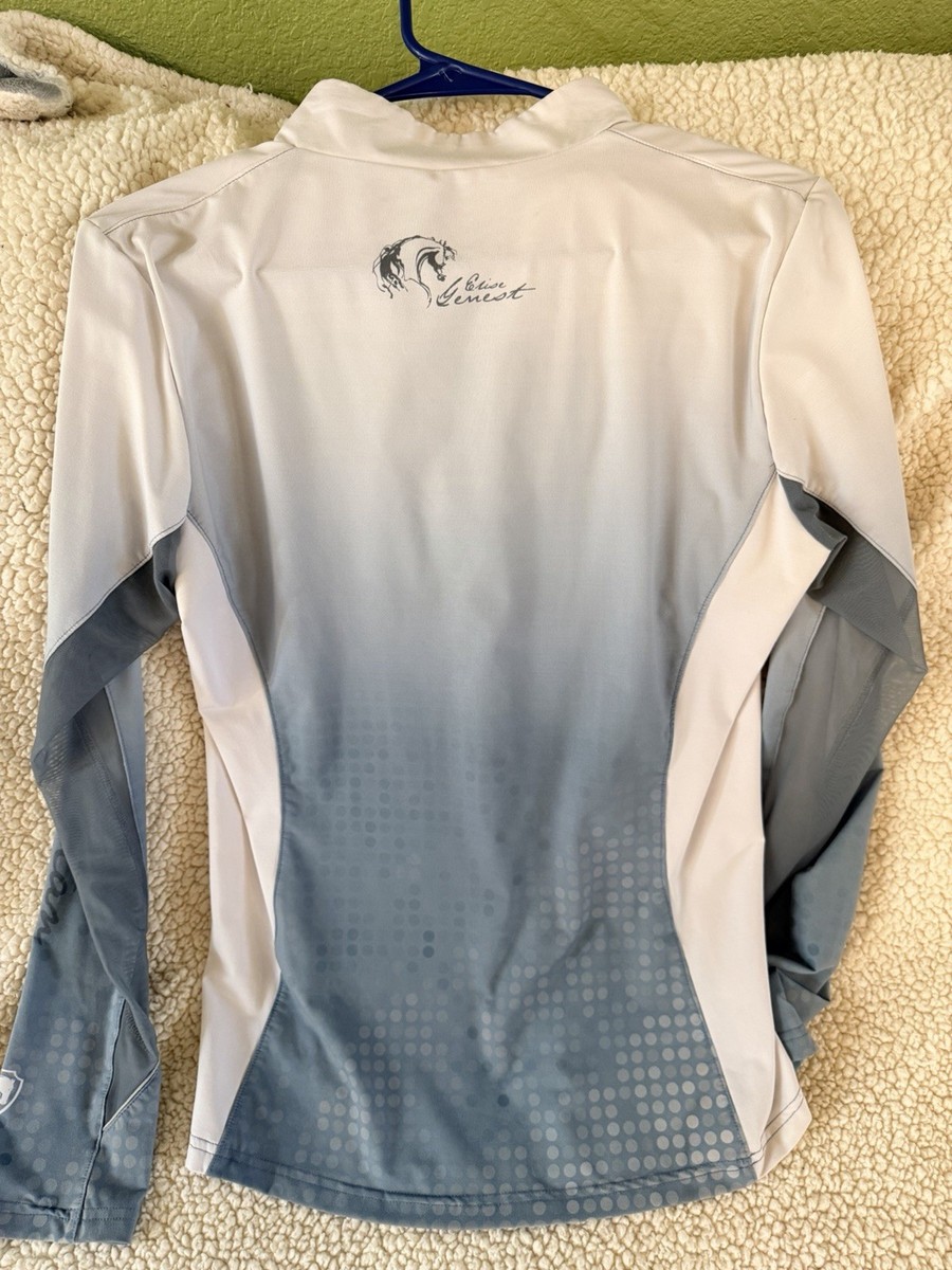 Polo équestre Arista – Femme – Taille M – Bleu – Imprimé Horsebit – Occasion
