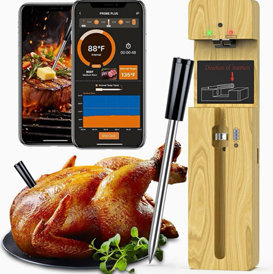 PROBE PLUS True Wireless Digital Meat Thermometer Probe w/ App, Black/Silver