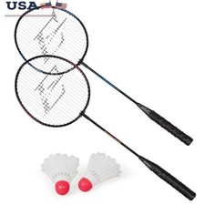 2 Player Badminton Racket Set Durable Steel Soft Grip W/ Shuttlecocks Included