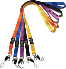 5Pack 5Colors Nylon Office Neck Lanyards,Detachable Buckle,Quick Release  Black