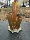 ANTIQUE AURENE ART DECO CARNIVAL GLASS FLOWER VASE TIFFANY