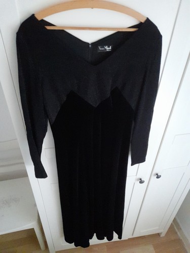 ** Vera Mont * Schwarzes Samt Kleid * Vintage * 80er Kleid * Super Zustand ** - Bild 1 von 10