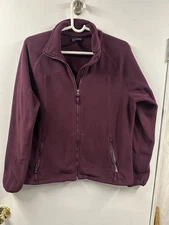 Lands’ End Fleece Full Zip Jacket Women’s L 14-16 Purple Polartec Aircore 200