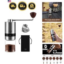 Manual Coffee Grinder Stainless Steel Burr Grinder 6 External Adjustable Sett...