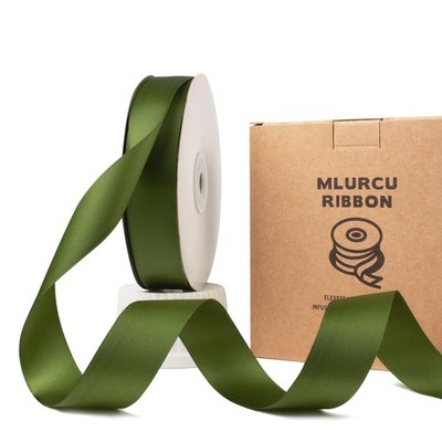 Moss Green Satin Ribbon 1 Inch x 50 YD Double Faced Silk Craft Gift Wrapping