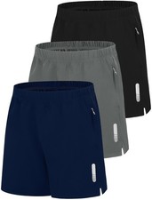 Boys Athletic Running Shorts Quick Dry Reflective Elastic Waist with Pockets ...
