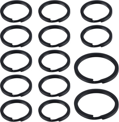Uniclife 14-Teiliges Flaches Schwarzes Schlüsselring-Set, Geteilter Stahl, Schlü