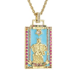 Authentic Tarot Cards Necklace for Women Dainty 14K Gold Plated Cubic Zirconia Fortun - 12