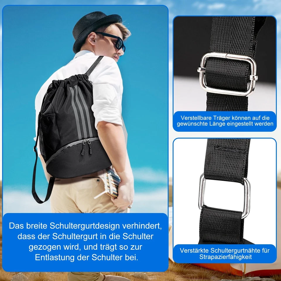 Sportbeutel mit Kordelzug Basketball Rucksack Fußballtasche Turnbeutel für Sport - Bild 2 von 4
