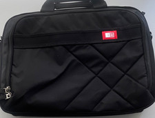 Black Padded Laptop Briefcase Carry Bag with Handles  Zipper, Solid