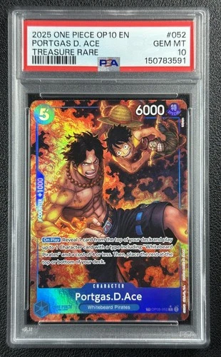 PORTGAS D. ACE PSA 10 2025 ONE PIECE OP10 EN #OP08-052 TREASURE RARE 3591