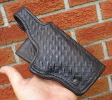 H 738 SH No 36 -4 1/2" DON HUME MIAMI OKLAHOMA BLACK BASKET WEAVE PISTOL HOLSTER