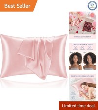Cooling Satin Pillowcase Set - Super Soft and Smooth, 20''x30'' Queen Size, Pink