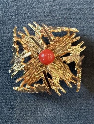 Christian Dior GROSSE 1967 Vintage Blood Red Stone Brooch