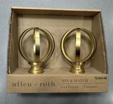 Allen + Roth 2-ct Curtain Rod Finials / End Caps Brushed Gold Finish