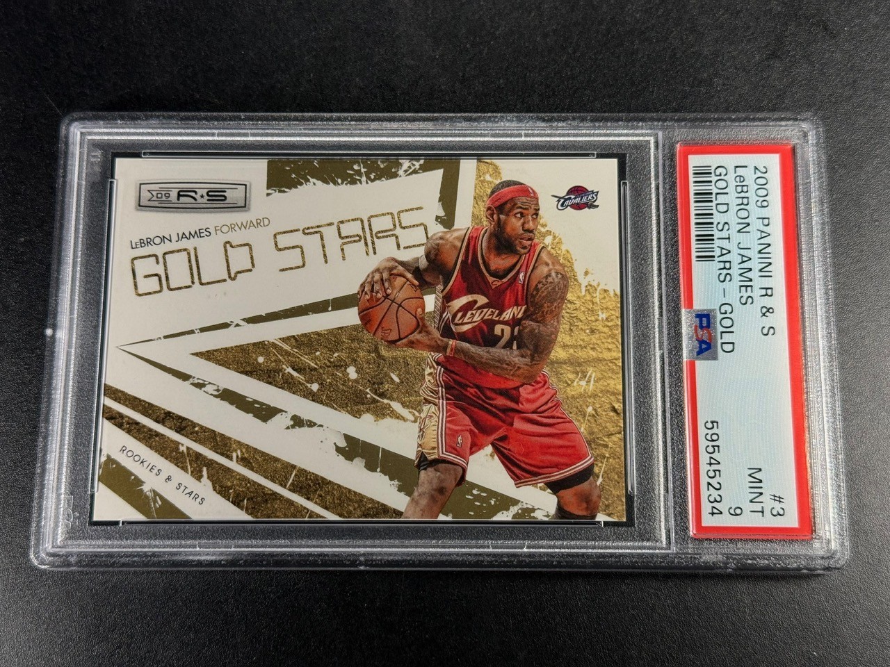 LEBRON JAMES 2009 PANINI ROOKIES STARS #3 GOLD STARS GOLD PARALLEL /500 PSA 9