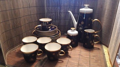  Kaffeeservice   Lichte Fine China  Echt Kobalt    Made in GDR (DDR), 21-Teile