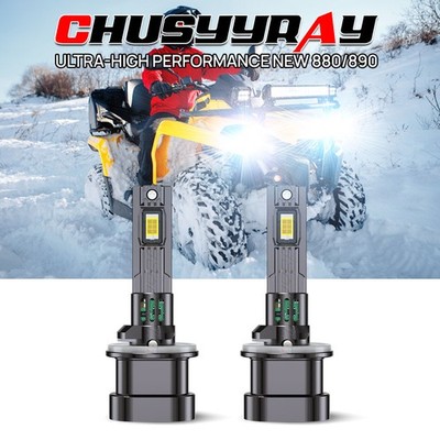 2x 880 890 LED Headlight Bulbs For Arctic Cat Snowmobile Crossfire EFI 2007-2011