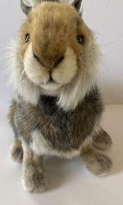 Beautiful ~ HANSA Creation ~ White Gray Brown Rabbit Plush Animal ~ Looks Real