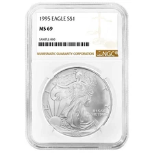 1995 $1 American Silver Eagle NGC MS69 Brown Label