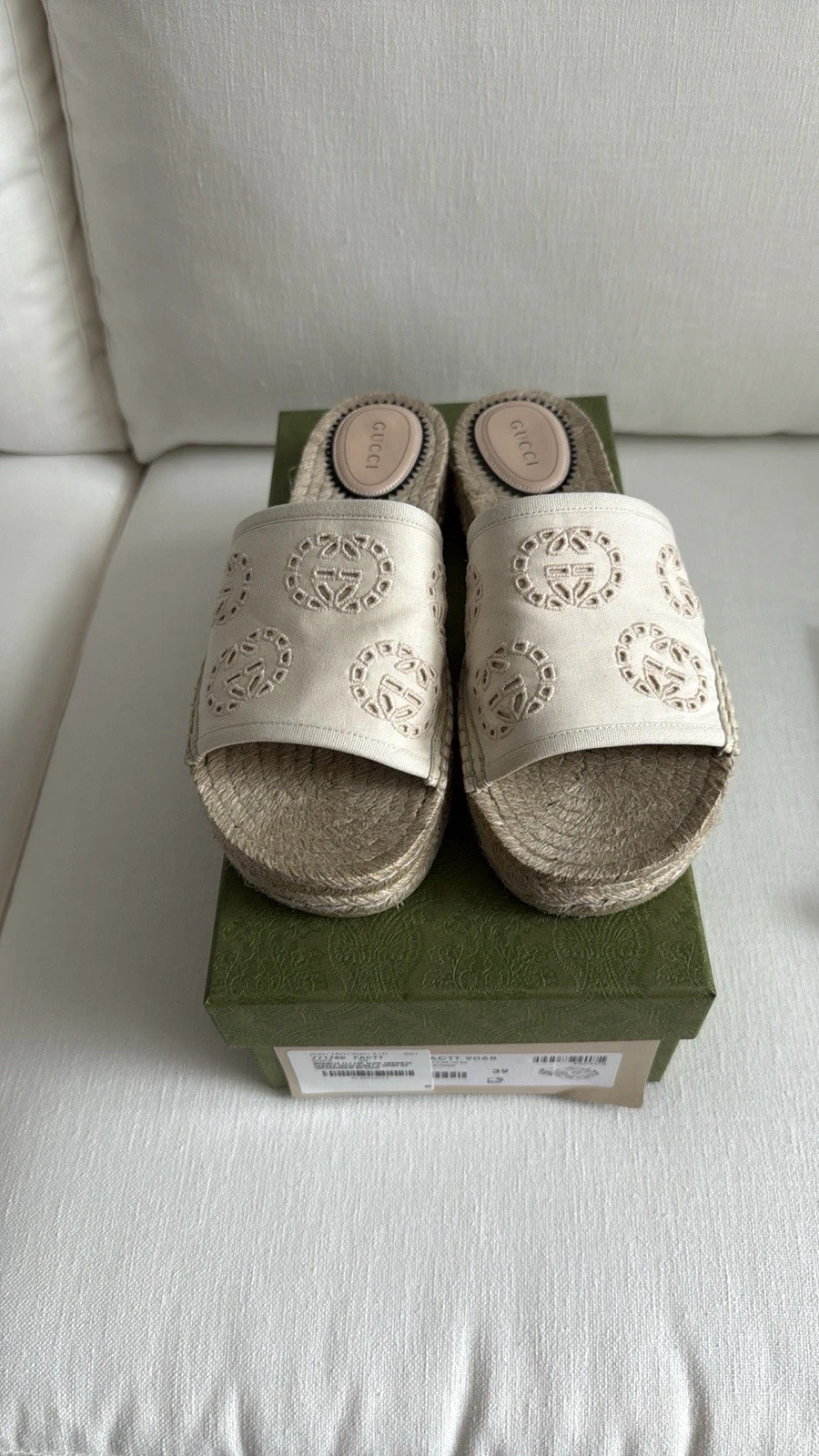 Gucci espadrille toile slides femme taille 9