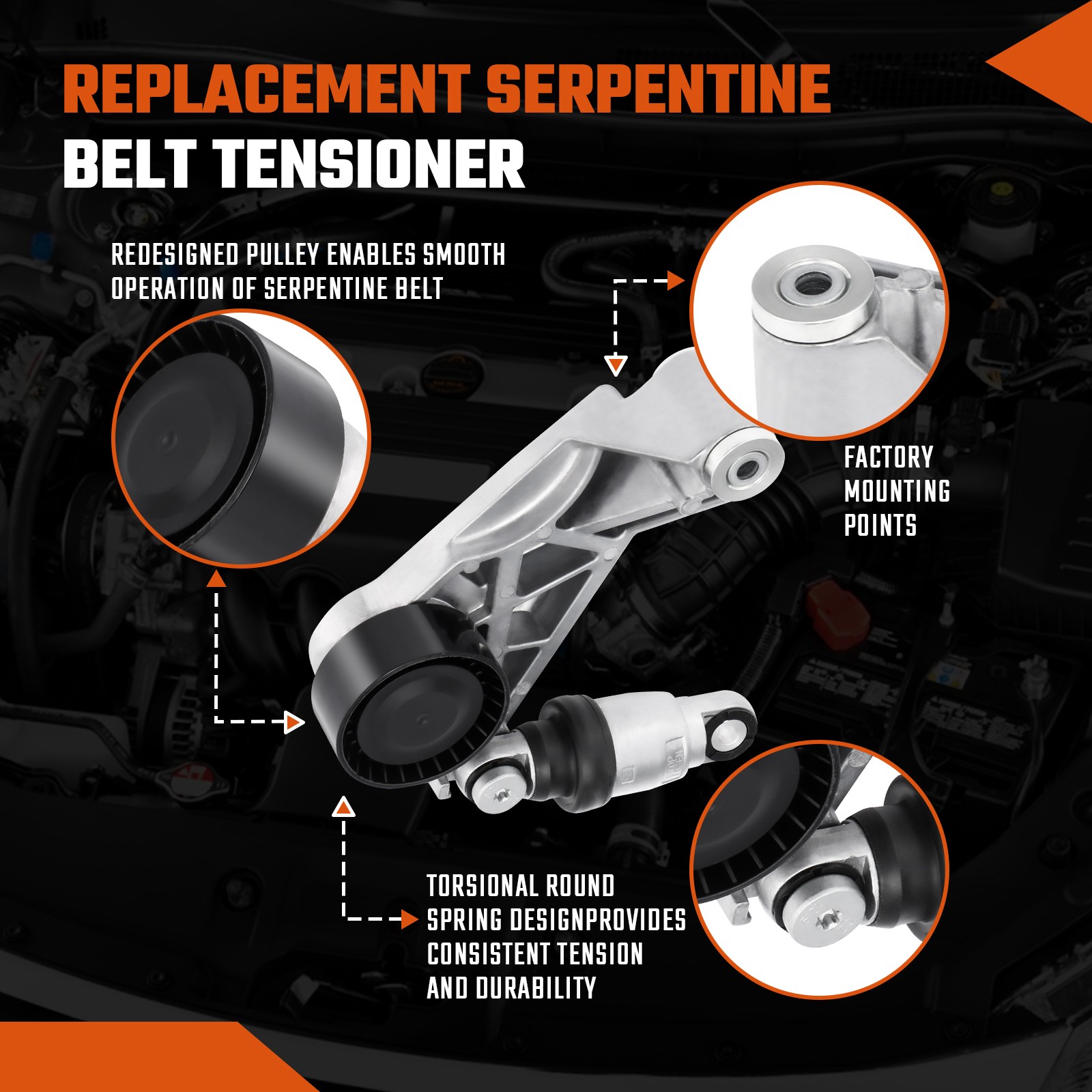 Drive Belt Tensioner w/Pulley for Jeep Wrangler JK 2012-2018 V6 3.6L DOHC Silver thumbnail 5