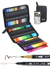 80 Colors Dual Brush Markers, Fine and Brush Tips Numbered Pens with App, for...