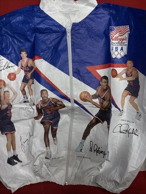 1992 Tyvek Windbreaker KELLOGGS USA Olympic Dream Team 1992 Basketball Jacket LG