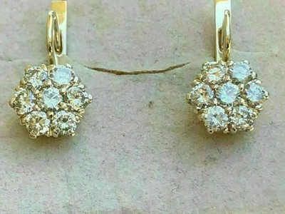 4Ct Round Cut Lab Created Diamond Drop & Dangle Earrings 14K Yellow Gold Plated